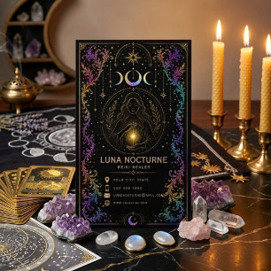 Carte De Visite Guérisseur Reiki Céleste Luxueux QR Mystique Spiri