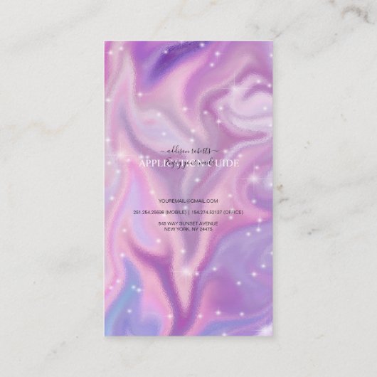 Carte De Visite Guide d'application des clous holographiques viole (Dos)