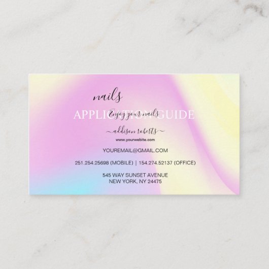 Carte De Visite Guide d'application des ongles étincelants Glam Ir (Dos)