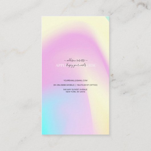 Carte De Visite Guide d'application des ongles Glam Iridescente (Dos)