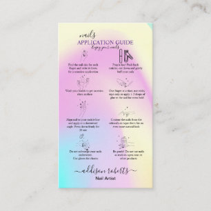Carte De Visite Guide d'application des ongles Glam Iridescente