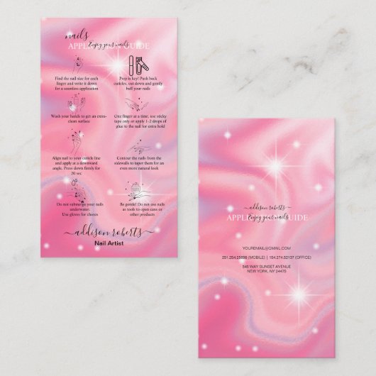 Carte De Visite Guide d'application Glam Iridescente Nails Bu (Devant / Derrière)