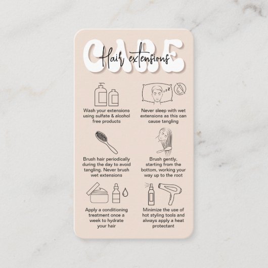 Carte De Visite Guide d'après-garde des extensions de cheveux Beig (Devant)