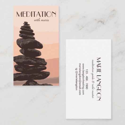 Carte De Visite Guide de méditation Pêche Reiki Stone Cairn Stack (Devant / Derrière)