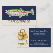 Carte De Visite Guide de pêche Bleu de la Marine Nautique Bateau d (Devant / Derrière)