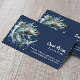 Carte De Visite Guide de pêche Chartes de pêche Marine Bleue