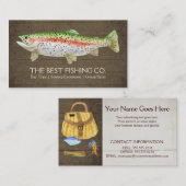 Carte De Visite Guide de pêche en bois rustique Lac Charte Bateau (Devant / Derrière)