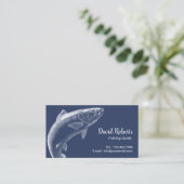 Carte De Visite Guide de pêche Professionnel Pêcheur Marine Bleue (Debout devant)