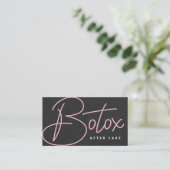 Carte De Visite Guide de soins après Botox Glam Black Pink Script (Debout devant)