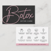 Carte De Visite Guide de soins après Botox Glam Black Pink Script (Devant / Derrière)