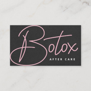 Carte De Visite Guide de soins après Botox Glam Black Pink Script