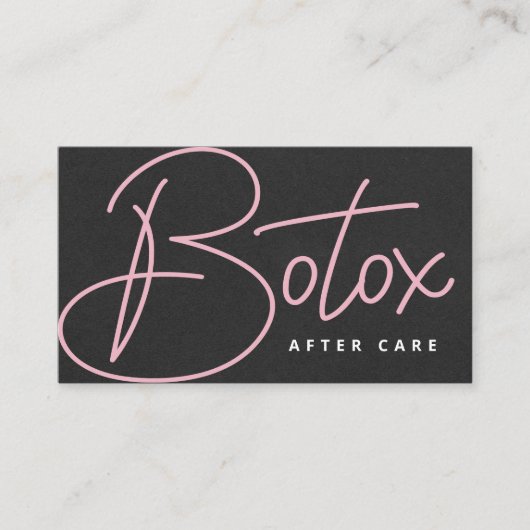Carte De Visite Guide de soins après Botox Glam Black Pink Script (Devant)