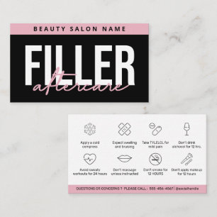 Carte De Visite Guide de soins après-compléments Black Pink Glam