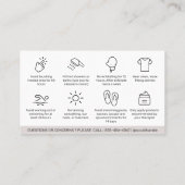Carte De Visite Guide de soins après épilation moderne beige minim (Dos)