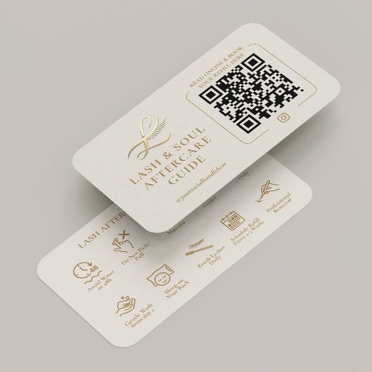 Carte De Visite Guide de soins après extension de cils Minimal Las