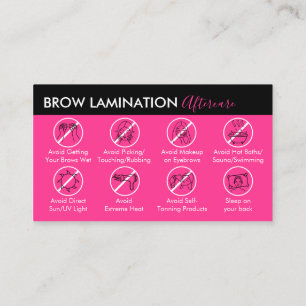 Carte De Visite Guide de soins après laminage des sourcils rose né