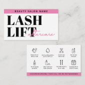 Carte De Visite Guide de soins après Lash Lift Chic Pink Glam (Devant / Derrière)