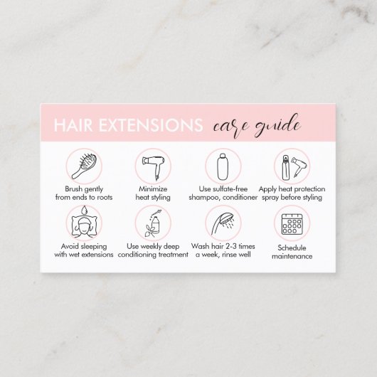 Carte De Visite Guide de soins après l'installation d'extensions d (Dos)