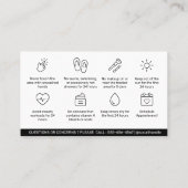 Carte De Visite Guide de soins après sourcils minimaliste blanc gr (Dos)