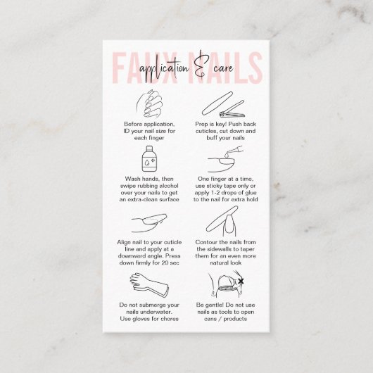Carte De Visite Guide de soins et d'application des faux ongles ro (Devant)