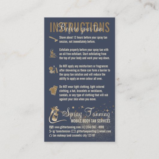 Carte De Visite Guide des instructions de la Marine Spray Tan avan (Devant)