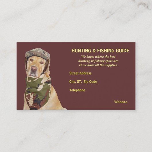 Carte De Visite Guide personnalisable de chasse/pêche (Devant)