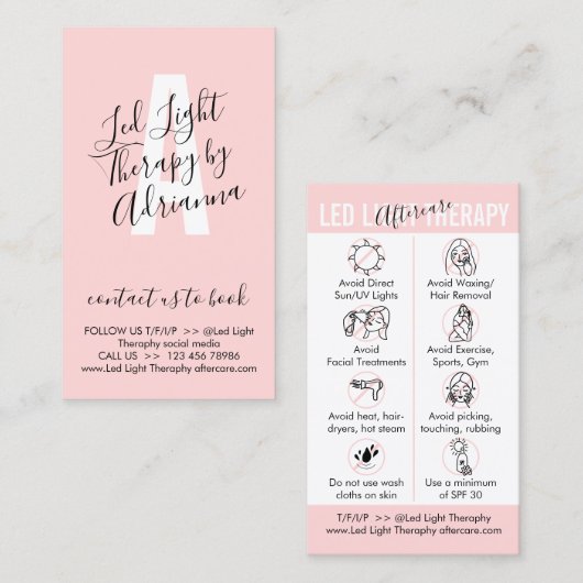 Carte De Visite Guides d'après-soins de thérapie par la lumière di (Devant / Derrière)
