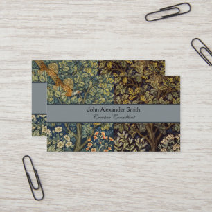 Carte De Visite Guillaume Morris Faisan Oiseau Arbre Fleur