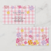 Carte De Visite Guingan de roses pâles et floral en pastel (Devant / Derrière)