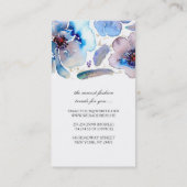 Carte De Visite Guirlande bleue de plumes de Boho de fleurs (Dos)