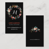 Carte De Visite Guirlande florale de monogramme (Devant / Derrière)