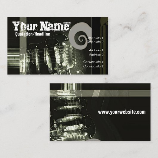 CARTE DE VISITE GUITAR "Grungee" (Devant / Derrière)