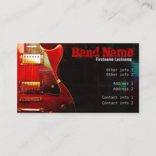 CARTE DE VISITE GUITAR "GrungeRed" (Devant)