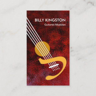 Carte De Visite Guitar Ocean Ripple Red Grunge Guitariste