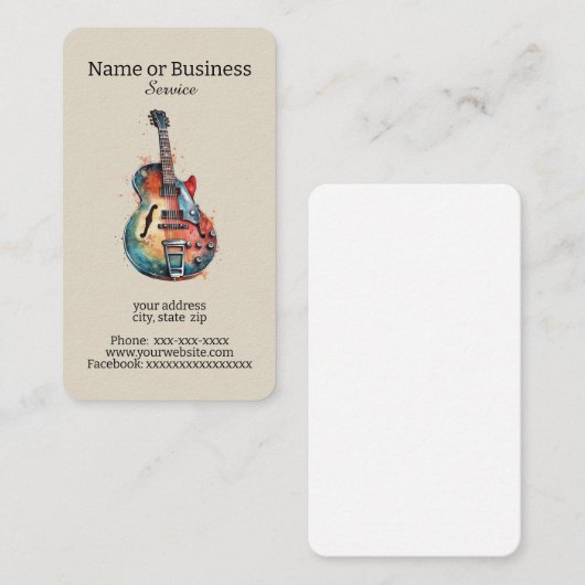 Carte De Visite Guitare (Devant / Derrière)