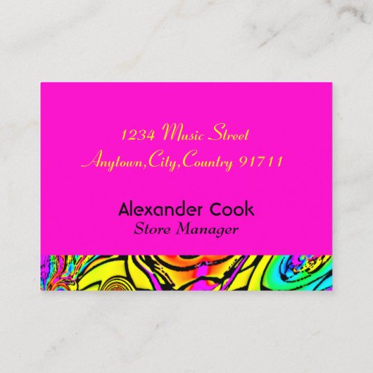 Carte De Visite Guitare abstraite colorée (Dos)