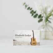 Carte De Visite Guitare acoustique dans le sable (Debout devant)