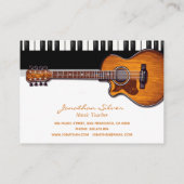 Carte De Visite Guitare acoustique Piano Keys professeur de musiqu (Dos)