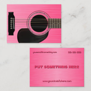 Carte De Visite Guitare acoustique rose