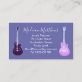 Carte De Visite Guitare acoustique violet rose violet professeur d (Dos)