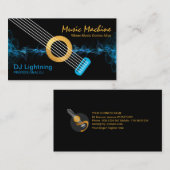 Carte De Visite Guitare de l'éclair de l'onde de son bleu électriq (Devant / Derrière)