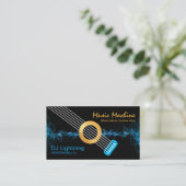 Carte De Visite Guitare de l'éclair de l'onde de son bleu électriq (Debout devant)