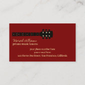 Carte De Visite Guitare du professeur de musique rouge foncé (Dos)