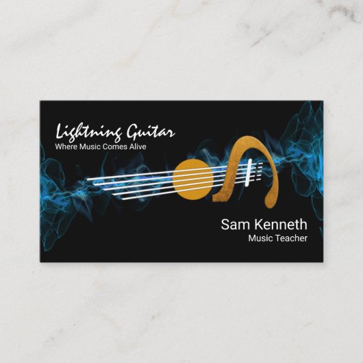 Carte De Visite Guitare Electric Blue Lightning (Devant)