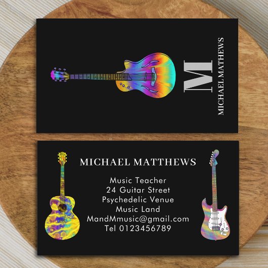 Carte De Visite Guitare enseignant musicien Monogramme