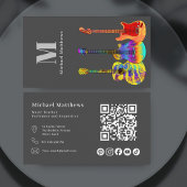 Carte De Visite Guitare Enseignant QR Code et médias sociaux