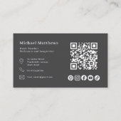 Carte De Visite Guitare Enseignant QR Code et médias sociaux (Dos)