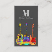 Carte De Visite Guitare Enseignant QR Code et médias sociaux (Devant)