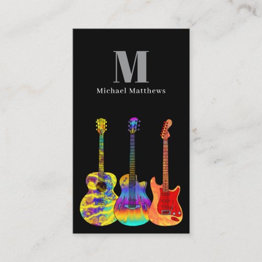 Carte De Visite Guitare Enseignant QR Code et médias sociaux perso (Devant)