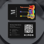 Carte De Visite Guitare Enseignant QR Code et médias sociaux perso